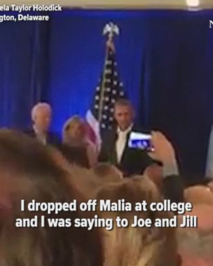 "I was proud that I did not cry in front of her, but on the way back, the Secret Service was all -- looking straight ahead pretending they weren't hearing me as I sniffled and blew my nose," former President Obama said today.