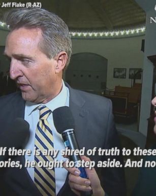 "If there is any shred of truth to these stories, he ought to step aside--and now," Sen. Jeff Flake said to ABC News' Mary Bruce on allegations against Roy Moore.