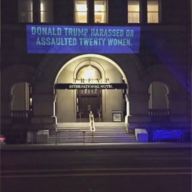 The group UltraViolet left its mark on Trump International Hotel ahead of the State of the Union.