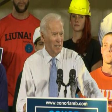 The former vice president rallied union workers with Democrat Conor Lamb.