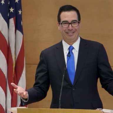 Audience members jeered and hissed throughout Secretary Steve Mnuchin's talk. 