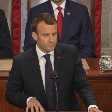 French President Emmanuel Macron became the first foreign head of state of Donald Trump's presidency to address a joint meeting of Congress Wednesday -- a speech in which he defended climate accords and the Iran deal.