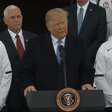 President Trump celebrated the historic North Korea-South Korea meeting during a White House ceremony honoring the US Olympic and Paralympic teams.