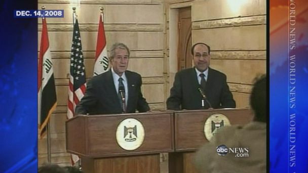 The incident occurred during a press conference with Bush and Iraqi Prime Minister Maliki.