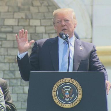 "I want to start by saying that Melania is in the hospital doing really well," President Donald Trump said in remarks on Capitol Hill at National Peace Officers' Memorial Service late Tuesday morning.