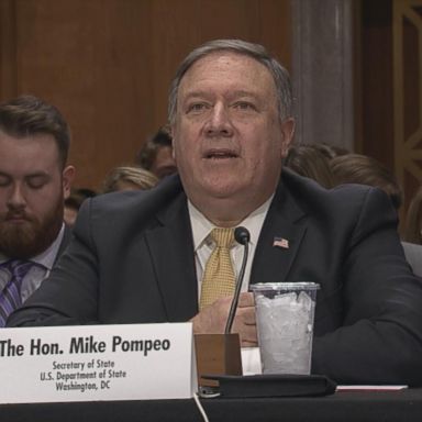 Secretary of State Mike Pompeo reads President Donald Trump's letter aloud at the start of his testimony in front of the Senate Foreign Relations Committee.