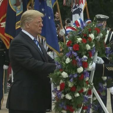 Hours after claiming via twitter that fallen soldiers would be proud of his political accomplishments, Trump visited Arlington National Cemetery.