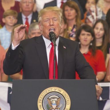 The president hosted a rally tonight in Nashville and took aim at Senate Minority Leader Chuck Schumer and House Minority Leader Nancy Pelosi.