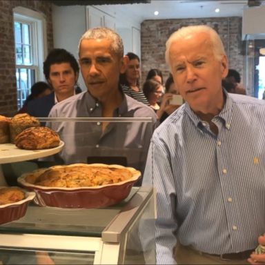 Former President Barack Obama and Former VP Joe Biden had lunch at Dog Tag Bakery, which is run by veterans and military families in a business education program.