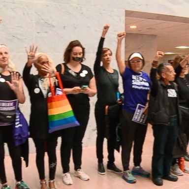 VIDEO: A silent protest formed in the Hart Senate Office Building during the confirmation hearing for Brett Kavanaugh.