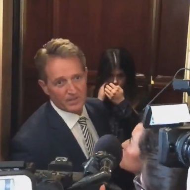 VIDEO: Protesters cornered the Republican senator seen as the possible swing vote on Brett Kavanaugh's Supreme Court nomination after he announced his support for the judge.