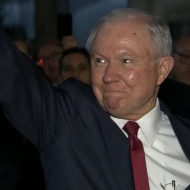 Sessions repeatedly said "thank you" to the crowd before leaving.