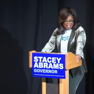 "Georgia you've been on my mind!" billionaire icon Oprah Winfrey told a cheering crowd Thursday in Marietta, Georgia.