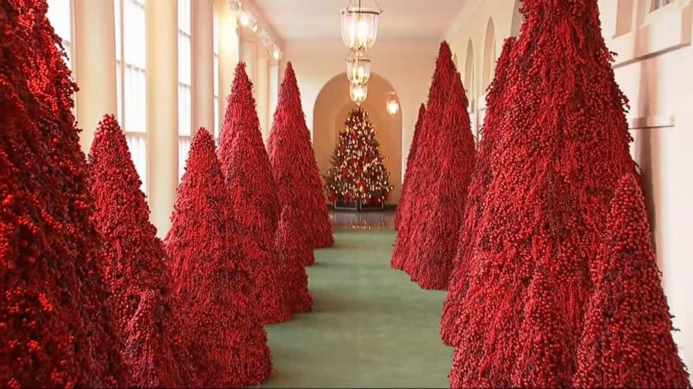 melania trump christmas decorations 2020 After The Handmaid S Tale References Melania Trump Defends Her Red Christmas Trees Abc News melania trump christmas decorations 2020