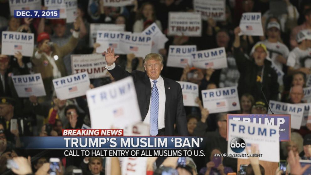 Presidential candidate Donald Trump proposes a Muslim ban.
