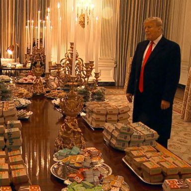 VIDEO: President Donald Trump hosted the national champion Clemson University "Tigers" football team with a spread of McDonald's, Wendy's and other fast food delicacies.