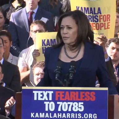 VIDEO: Less than a mile away from where she began her career as a prosecutor, Harris characterized her track record as a district attorney, attorney general and U.S. Senator as "fighting for the people."