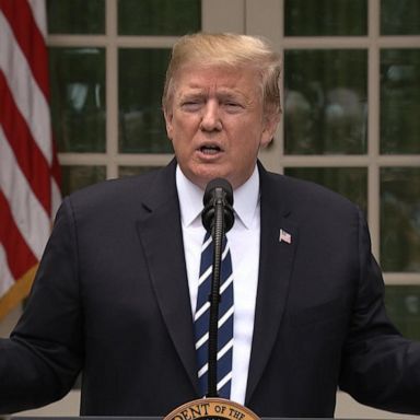 PHOTO: Trump spoke just minutes after Pelosi and Senate Minority Leader Sen. Chuck Schumer were supposed to be meeting with him to find common ground on infrastructure.