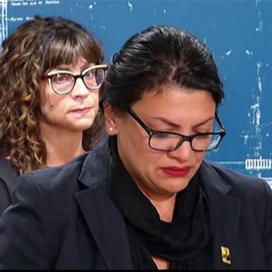 PHOTO: Rep. Rashida Tlaib fights back tears as she recalls grandmother's plight in Palestine