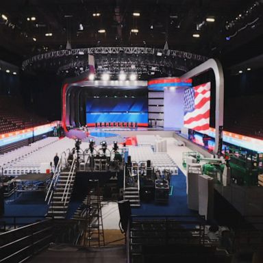 PHOTO: The stage is set in Houston for Thursday’s debate at Texas Southern University.