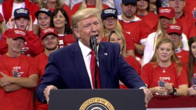 PHOTO: 2020 candidates call for presidential impeachment and Trump fires back with fury during his first campaign rally since the inquiry began.