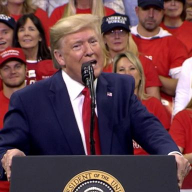 PHOTO: 2020 candidates call for presidential impeachment and Trump fires back with fury during his first campaign rally since the inquiry began.