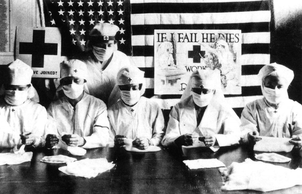 PHOTO: Red Cross volunteers fighting against the Spanish flu epidemic in the United States in 1918.