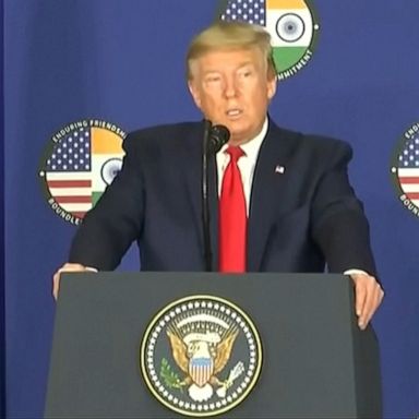 PHOTO: President Trump, speaking in India, said Tuesday that while the coronavirus is a "very serious thing" but is "under control" in the U.S. and will "go away."