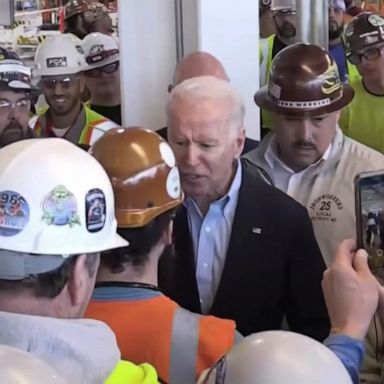 PHOTO: Former Vice President Joe Biden engaged in a heated exchange with an auto worker in Detroit over his stance on the 2nd Amendment on the day of the Michigan primary.