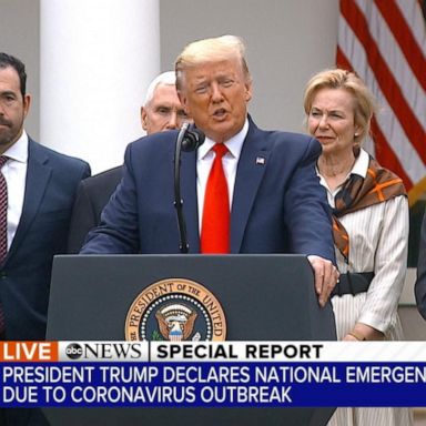 President Donald Trump held a news conference with the coronavirus task force members in the Rose Garden at the White House on Friday.