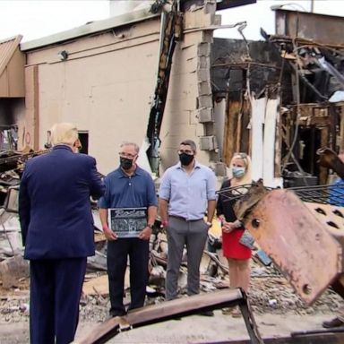 Trump tours damaged businesses in Kenosha