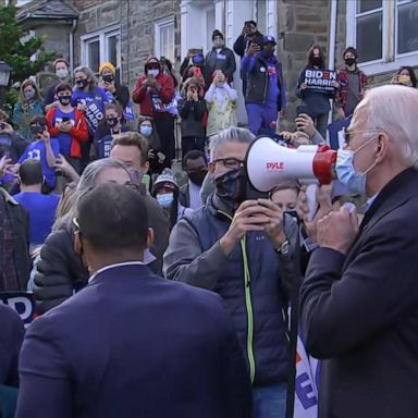 The former vice president spoke to a crowd in Philadelphia before heading back to Delaware to await election results.