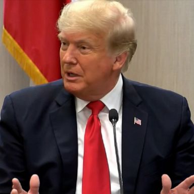 PHOTO: Former President Donald Trump met with Texas Gov. Greg Abbott Wednesday to chat about the U.S.-Mexico border wall. 