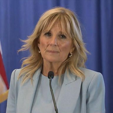 PHOTO: First lady Jill Biden spoke of a community's resilience and efforts to "hold both our sorrow and joy" in a visit to Waukesha, Wisconsin, on Wednesday.