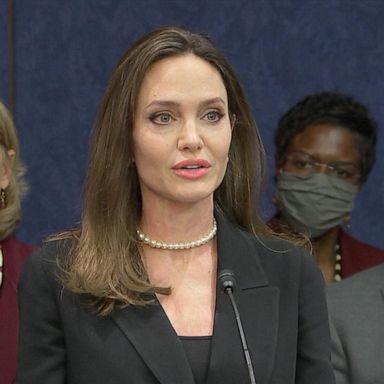 Angelina Jolie joined a bipartisan group of Senators to announce the path forward on the re-authorization of the Violence Against Women Act.