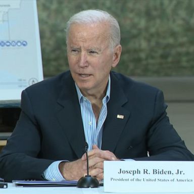 PHOTO: President Joe Biden touched down Friday in Poland, the epicenter for millions fleeing Ukraine, to meet with U.S. troops and refugees as Russia's invasion continues.