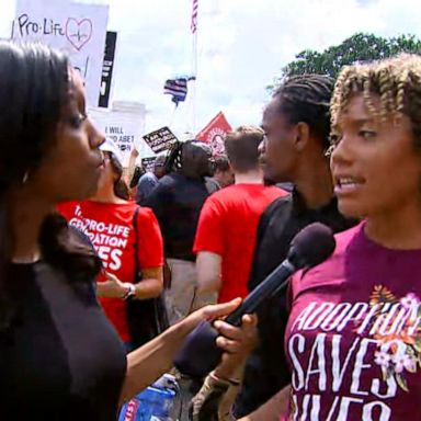 Protesters from both sides of the issue gathered outside the Supreme Court Friday after its decision on abortion rights. 