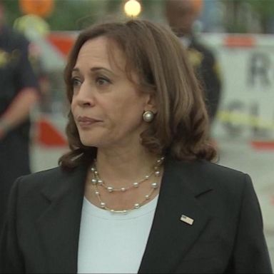 PHOTO: Vice President Kamala Harris made a previously unscheduled trip on Tuesday to Highland Park, Illinois, one day after a mass shooting at a Fourth of July parade there.