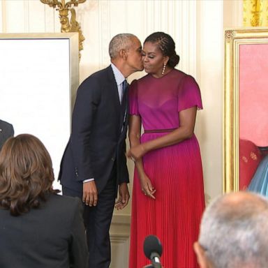 VIDEO: Barack and Michelle Obama return to the White House for portrait unveiling