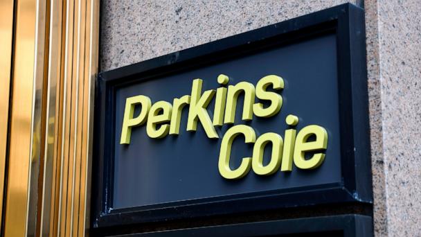 The office of the law firm Perkins Coie is seen on April 10, 2025 in Washington, DC. Perkins Coie filed suit to block President Donald Trump's executive order that strips security clearances for lawyers working for Perkins Coie and aims to end any government contracts that exist with the firm. 