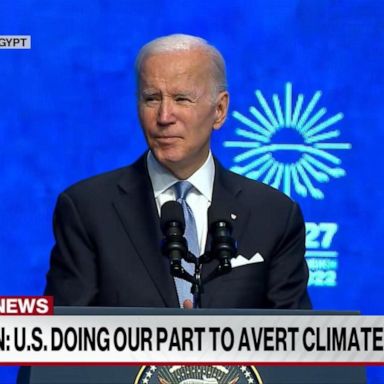 President Joe Biden outlined the United States' progress on climate change as well as measures to accelerate transitions to clean energy in developing countries. 