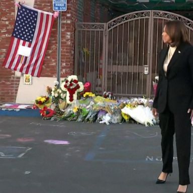 Vice President Kamala Harris visited Monterey Park, California, on Wednesday to meet with victims' families days after a mass shooting at Star Dance Studio.