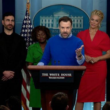 The cast of Apple TV+'s "Ted Lasso" visited the White House to discuss the importance of talking about mental health with President Joe Biden.