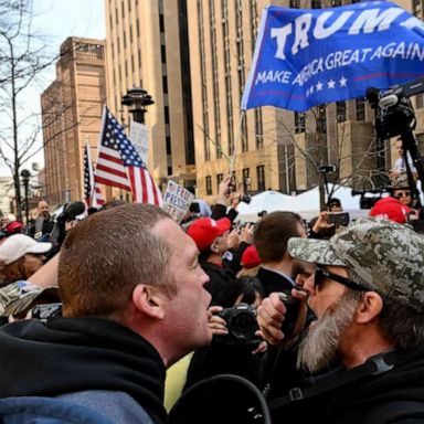 Protesters both in support of, and against the former president faced off at a park outside the courthouse where Trump would be arraigned. 