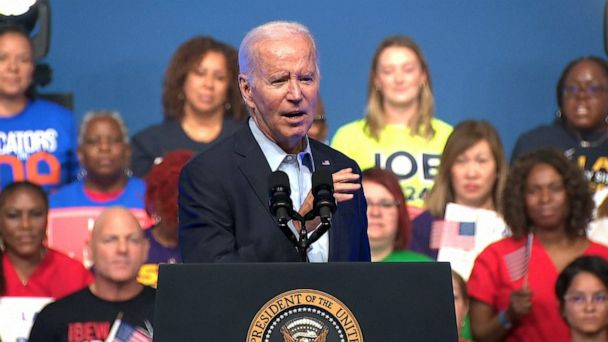 Video Biden kicks off first reelection campaign rally - ABC News