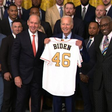 President Joe Biden hosted the 2022 World Series champion Houston Astros to celebrate the team's win on Monday, and focused on their work off the field, particularly in the wake of the Uvalde, Texas, school shooting.