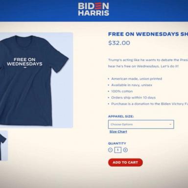 VIDEO: Biden mocks Trump with 'Free on Wednesdays' shirts after challenging him to debates