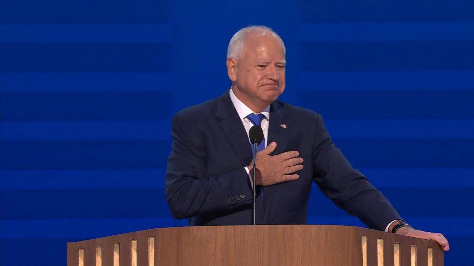 Tim Walz talks background, freedoms under Harris during keynote DNC