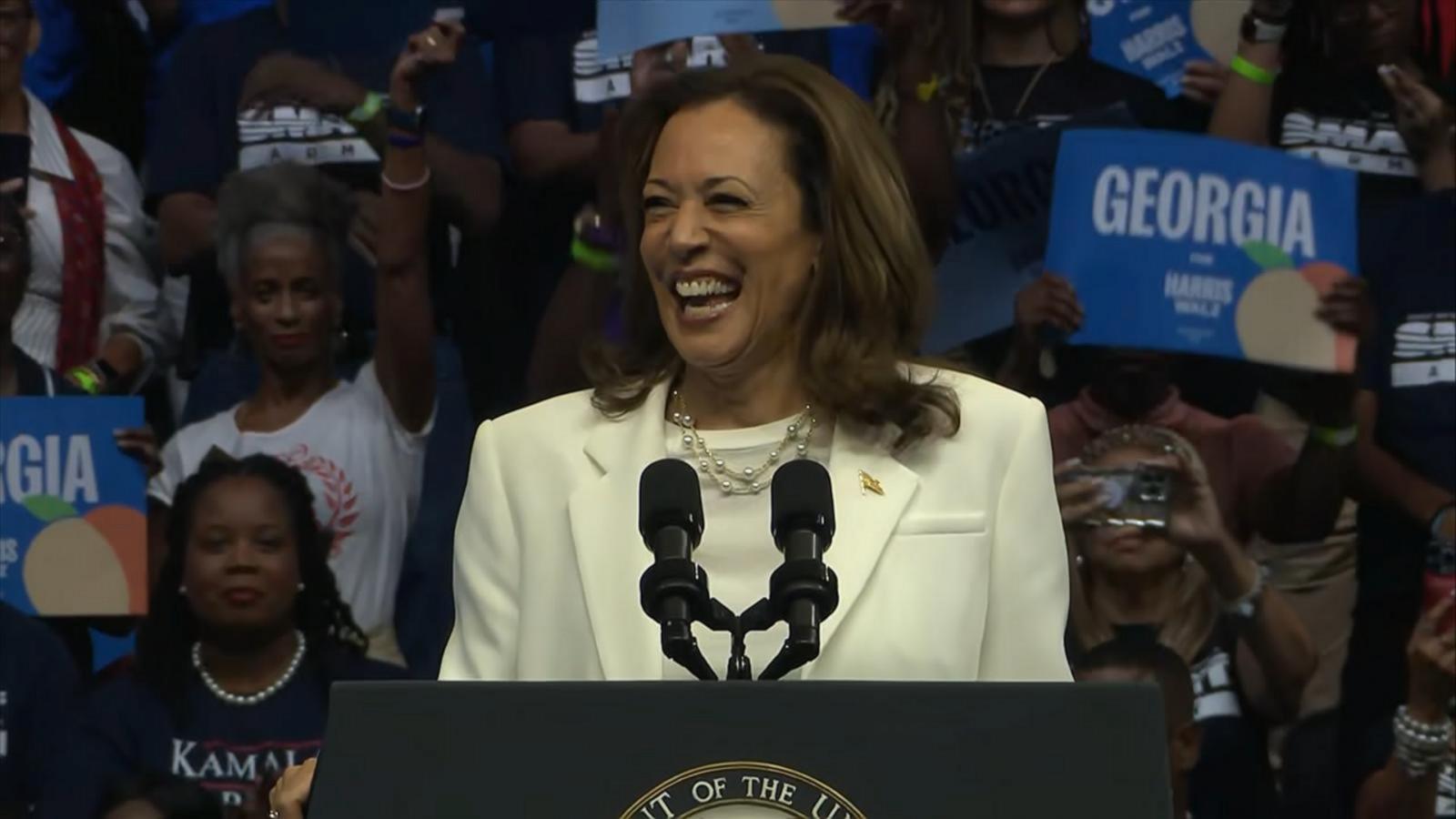 Harris delivers remarks at rally Good Morning America