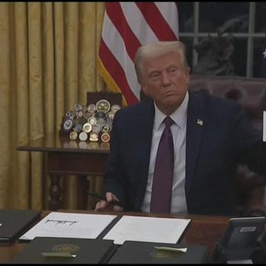 VIDEO: Trump signs executive orders in Oval Office, pardons Jan. 6 rioters